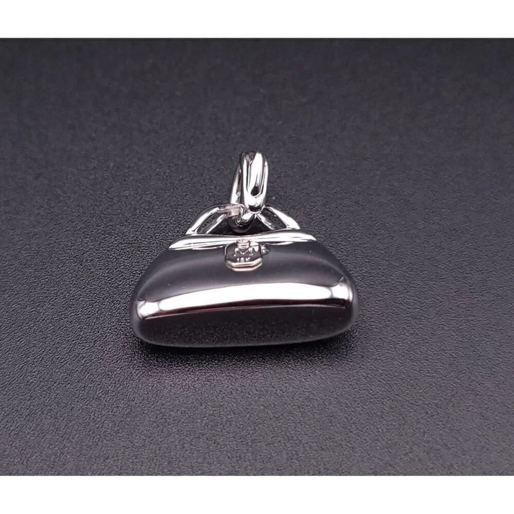 Mirabelle 18kt White Gold Diamond and Sapphire Purse Charm Pendant with Enhancer